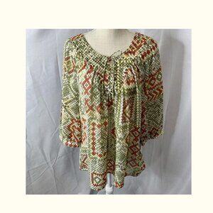1x 18 ~ Alfred Dunner peasant style top ~ deep orange & green